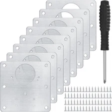 20 Pcs Cabinet Hinge Repair Plates Kits, Kitchen Cupboard Door Silver 