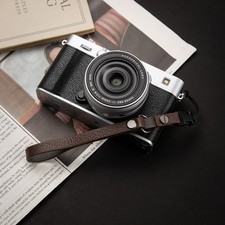 Adjustab Quick Release Genuine Leather Camera Wrist Strap For CCD DSLR Coffee
