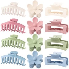 Large Hair Claw Clips 12 Pack, 12 Count Pack of 1 , Blue, Pink, Khaki, Green