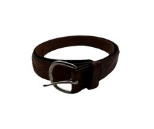 SILVER CREEK Western Tooled Brown Leather Belt With Buckle Vintage Size 46