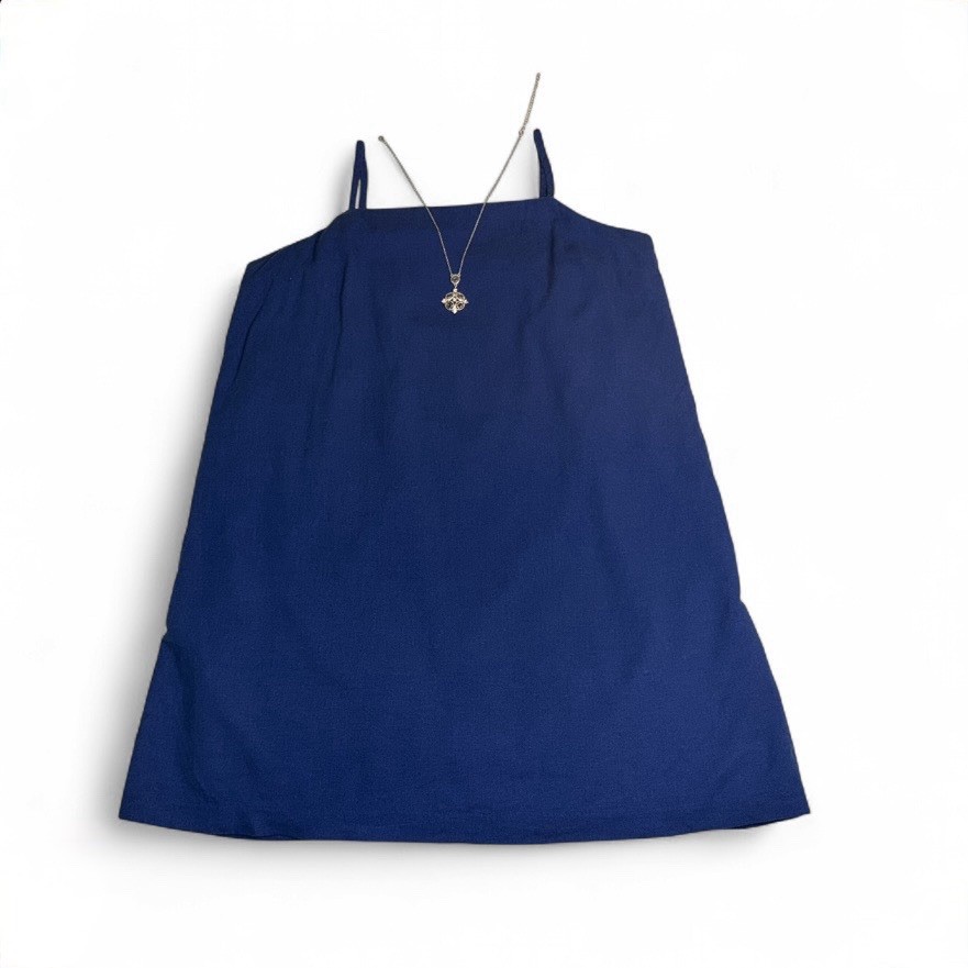 Banana Republic Linen Blend Royal Blue Square Neck Strappy Mini Slip Dress M