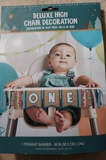 1st Birthday Pennant Banner Deluxe High Chair Decoration Amscan - Blue Boy