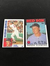 WADE BOGGS 1984 & ROGER CLEMENS 1986 TOPPS BOSTON RED SOX BASEBALL CARD