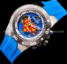 Invicta Men SUPERMAN CHRONOGRAPH GUNMETAL BLUE Ltd Ed Strap Watch