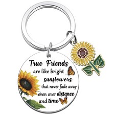 Sunflower Keychain for Women Gifts Best Small, Sliver