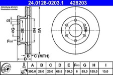 2x Bremsscheibe ATE 24.0128-0203.1 f&uuml;r SPRINTER MERCEDES CRAFTER VW 35 0WC 30 50