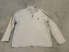Chaps 1/4 Zip Sweater Mens Large Gray Pullover Embroidered Logo Long Sleeve