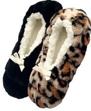 Brookstone Faux Fur Soft  Cozy Slipper Socks Anti-Slip Grippers, 2-Pk Sz 7-9.5