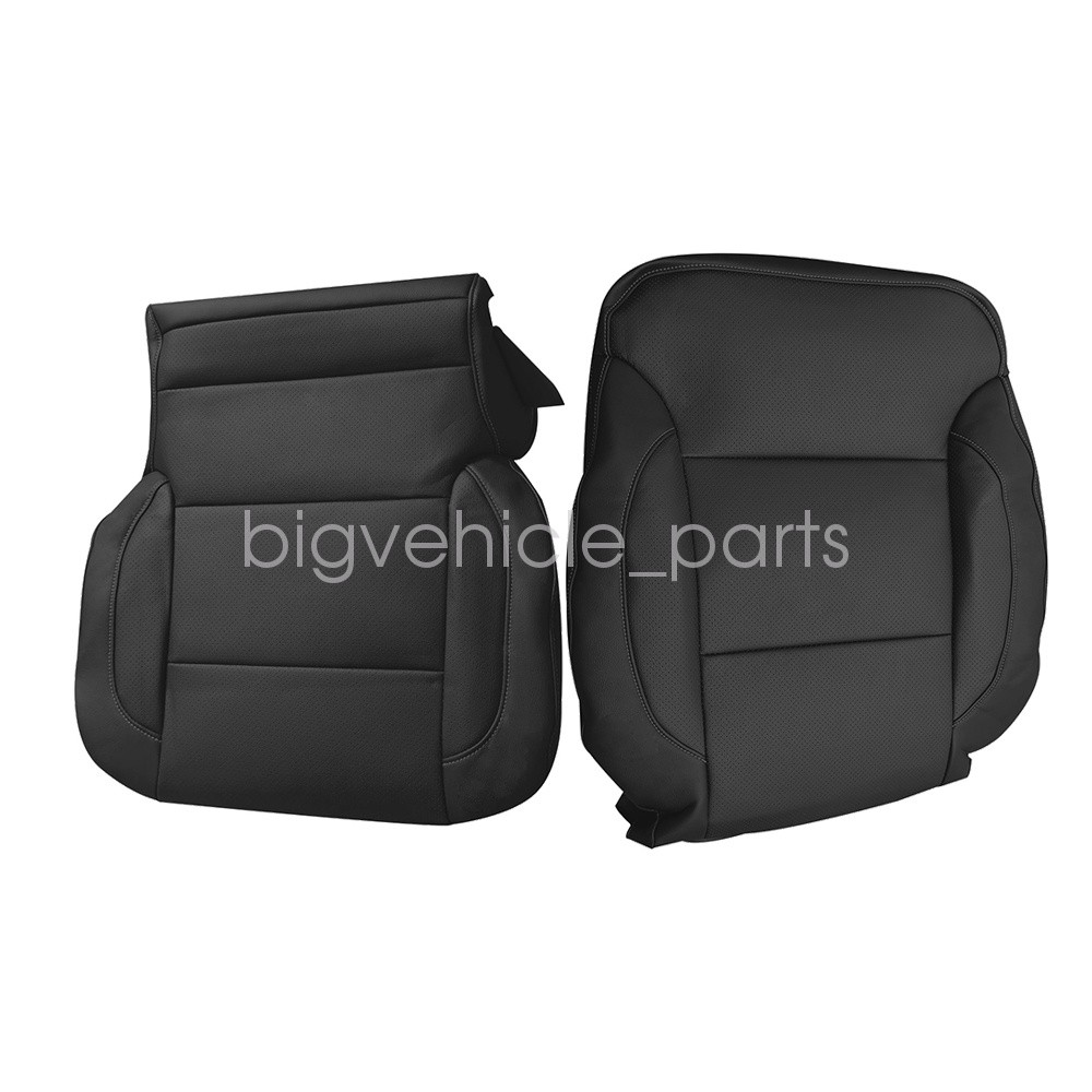 Driver Bottom Top Perforated Leather Seat Cover Black For 15-19 Chevy Silverado