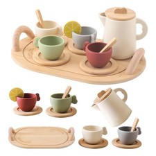 Tea Party Set for , Wooden Tea Set for Little Girls and Boys, Play Kitchen Di...