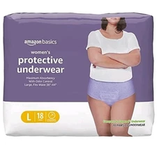 18 Ct Woman's Amazon Basics Incontinence Underwear Max Size Large