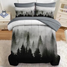 Comforter Set Queen Size, Tree Mountain Forest 7 Pcs Bedding for and Adults, ...