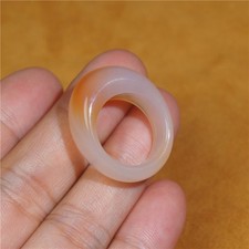 Hand Polished Natural Ice Agate Stone Ring Chalcedony A Touch Of Red US Size: 8