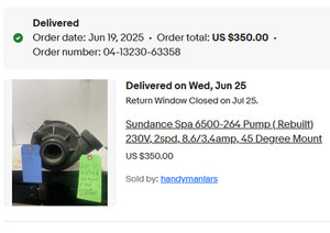Sundance Spa 6500-264 Pump (Rebuilt) 230V, 2spd, 8.6/3.4amp, 45 Degree Mount