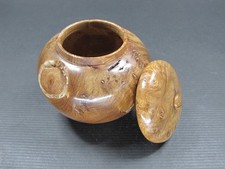 Vintage Decorative Hand Made Wooden Bowl Signed ELM With Lid