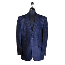 Mens 44R Navy Blue Striped Blazer Sport Coat Formal Wedding Party Jacket NWT