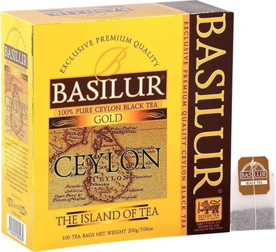 Basilur Gold Tea 100 Bags x 3 Packs (600g) Pure Ceylon Premium Foil Wrapped