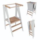 Klappbarer lernturm Vilha, Kinderturm Montessori Platzsparend Weiß/Natur