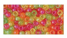 Acrylic 6x9mm Pony Beads GLITTER Sparkle Yellow, Green, Orange, Pink Mix 415