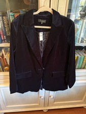 Talbots New Navy Blazer Velvet Single Button Size 16