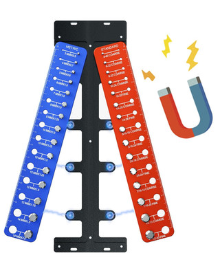 Detachable Magnetic Nut and Bolt Thread Checker, 30 Bolt and Nut Sizer with Romo