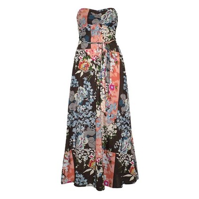 Vintage Fire LA Maxi Dress M Floral Patchwork Babydoll Y2K Cottagecore