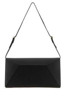 JIL SANDER File Medium Black Leather Shoulder Bag New/Authentic