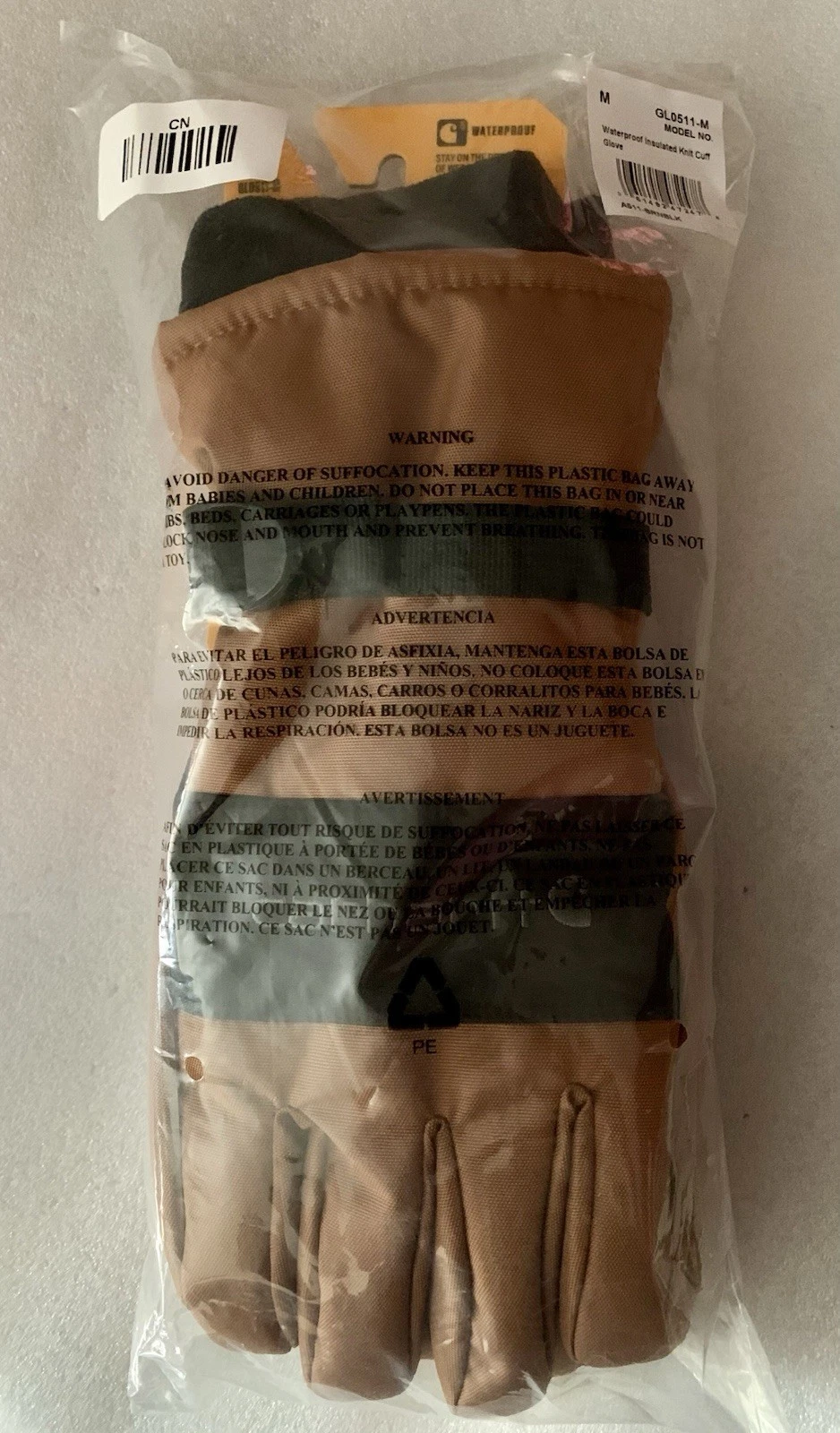 Carhartt Waterproof Insulated Knit Cuff Glove / Brown / M / Model No. GL0511-M
