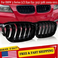 Gloss Black Front Kidney Dual Slats Grill For BMW E90 E91 LCI 3 series 2009-2011