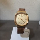 Vintage New 1982 TIMEX Q Men’s 37mm Date Quartz Watch Gold Plated - New Battery