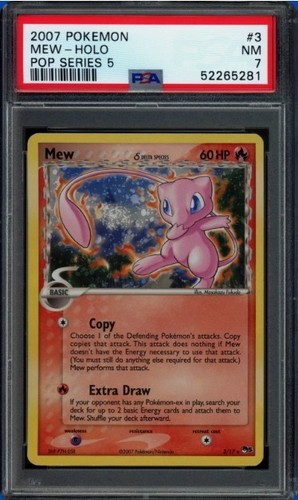 2007 Pokemon Mew PSA 7 POP Series 5 #3 - Corrected Back - SWIRL & Holobleed