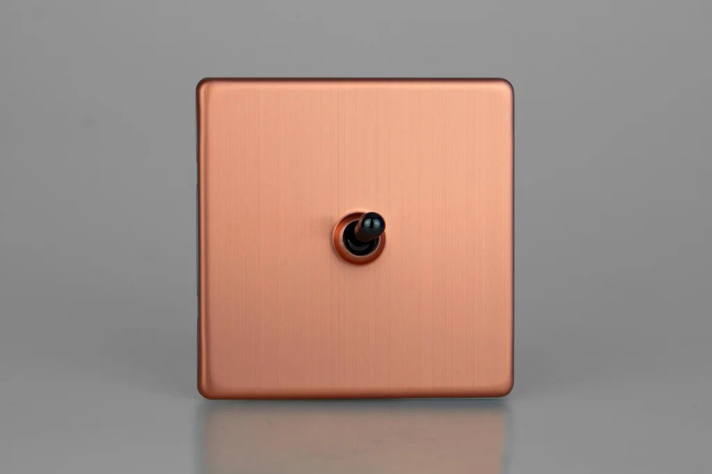 Switch Copper Intermediate Toggle 10A Urban Screwless Brushed + Iridium Insert