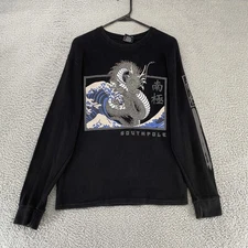Southpole Shirt Mens Large Y2K Rhinestone Dragon Wave Thermal Graphic 90s