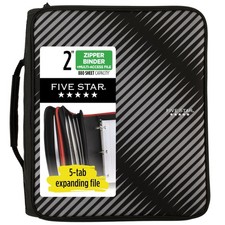 Zipper Binder, 2 Inch 3-Ring Binder with Round Rings, 5-Tab Expanding File, 3...