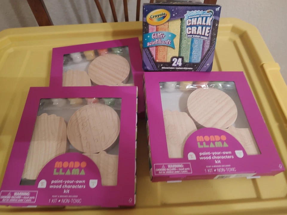 🎨 Kits de personajes de madera Mondo Llama Paint-Your-Own (3) + Crayola Glitter... Foto 2 de 2