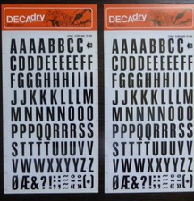 Lot 2 planches  Lettres/signes transfert noire  DECADRY  5pt/15mm   N° 70