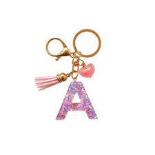 HUANGPIXL Cute Letter Keychain for Women Girls Initial Standard, A-pink