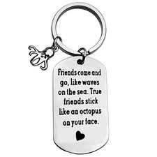 Best Friend Keychain Friendship Gifts True Friends Stick Like an Octopus on
