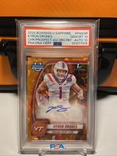 2024 Bowman U Sapphire Kyron Drones 1st Orange Auto /25 PSA 10 10!