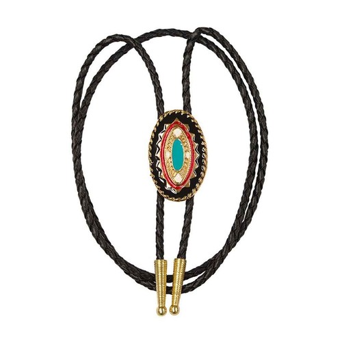 Bolo tie - Cravate Western cowboy - Plaque Argent pierre turquoise
