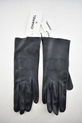 Chanel 18A Dark Navy Blue Lambskin Leather CC Stitch Logo 5 Finger