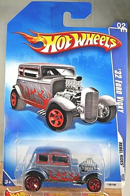 2009 Hot Wheels #138 Rebel Rides 2/10 '32 FORD VICKY Silver-Blue Variant wRed5Sp