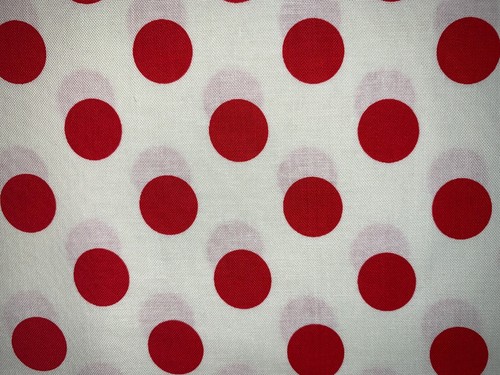 Beautiful Red Polka Dots on Cream Fabric 28"L x 44"W Last Piece - Picture 2 of 3