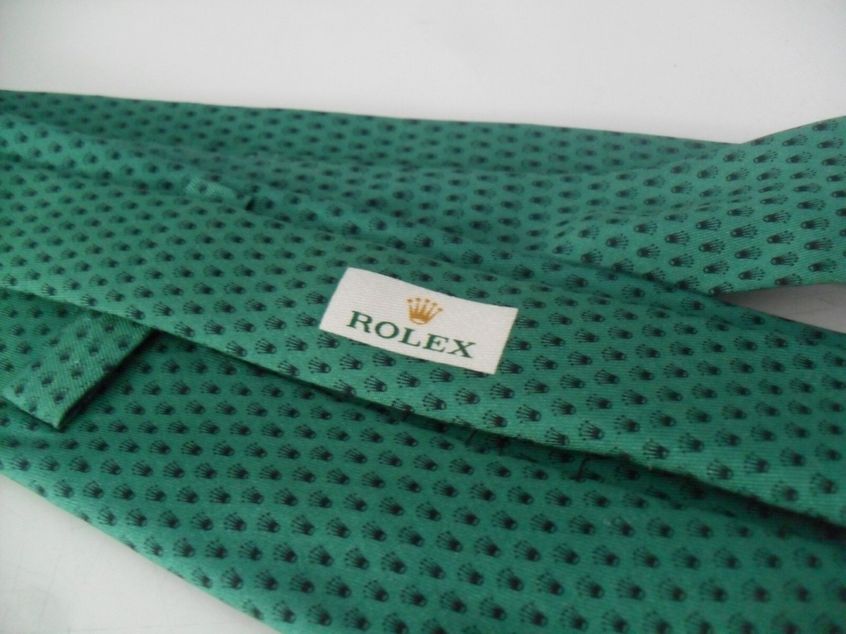 ROLEX Tie Beautiful Green Iconic Crown Logo Pattern Authentic
