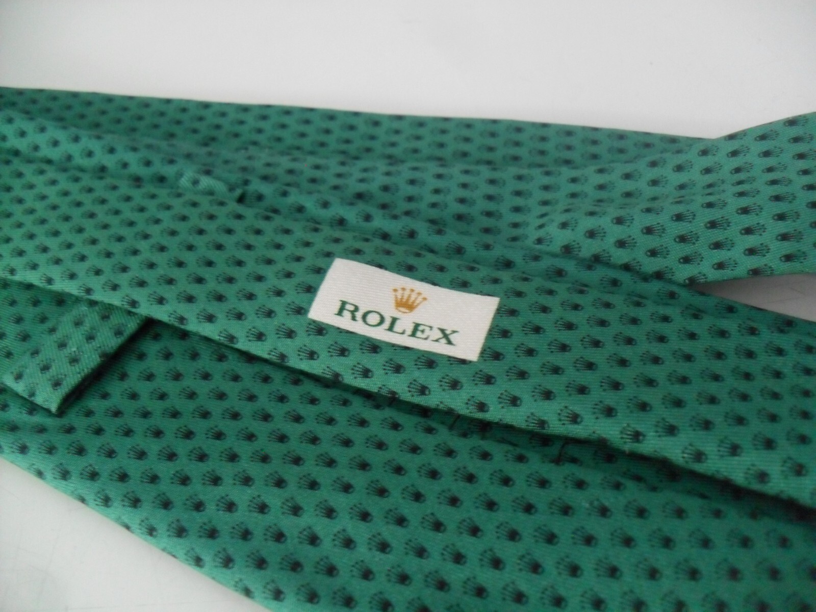 ROLEX Tie Beautiful Green & Iconic Crown Logo Patter… Gem