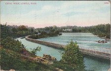 Postcard Canal Walk Lowell MA 1909