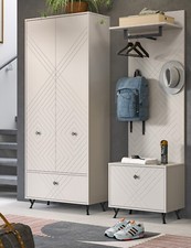Garderobe Set 3-teilig in Sand matt Garderobenkombination 155 x 190 cm Apunti