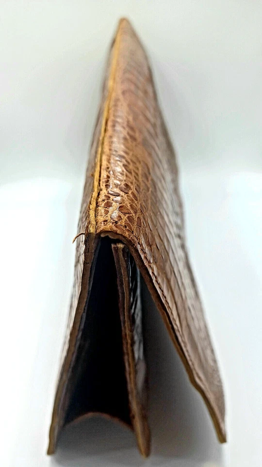 Bolsa carteira jacaré genuína vintage couro marrom GRANDE personalizada anos 40 e 50 - Imagem 4 de 4