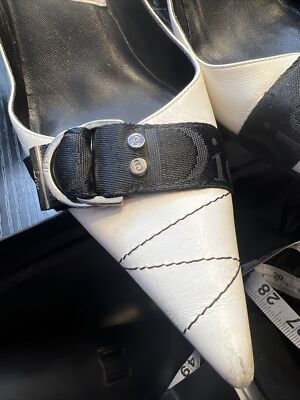 Dior Shoes 39.5 Logo Pumps Pointed High Heels White Silver