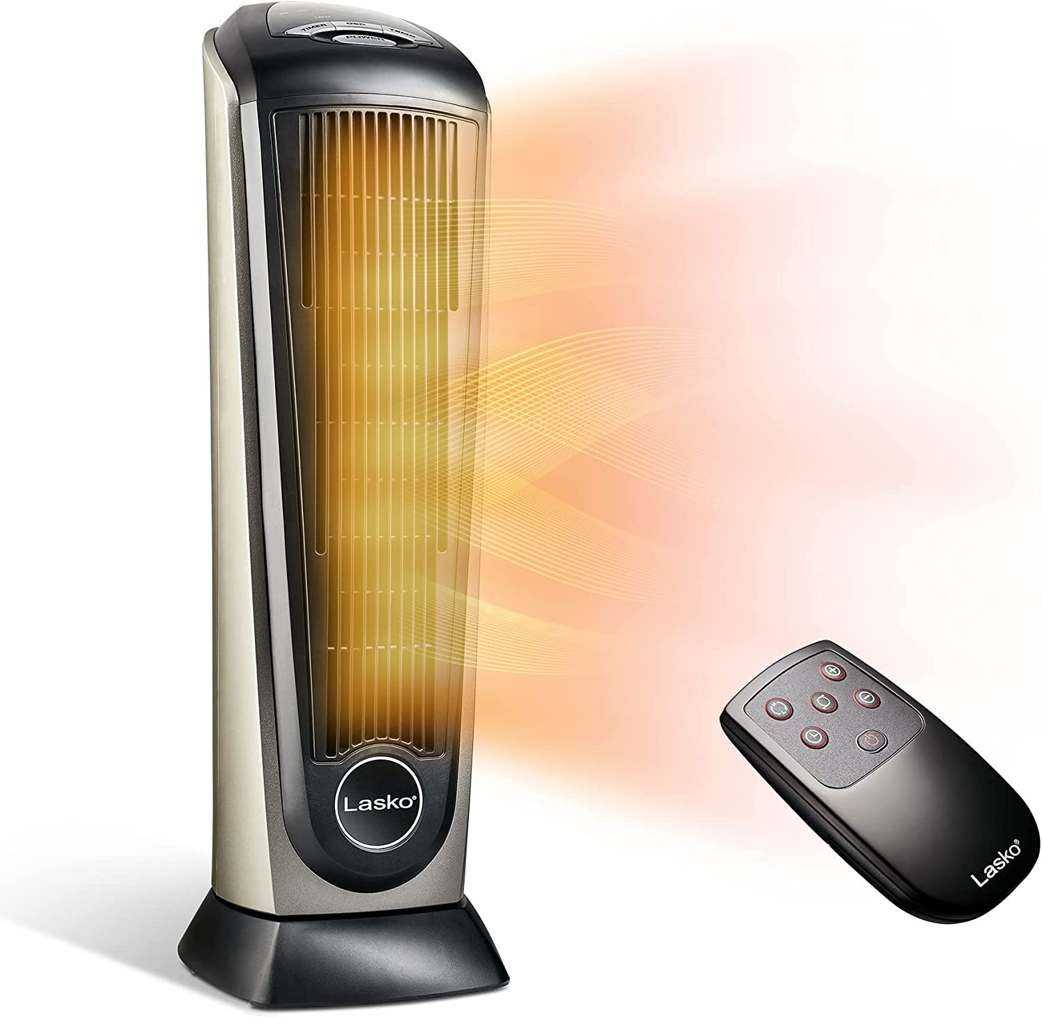 Oscillating Ceramic Tower Space Heater for Home with Adjustable Thermostat, Time